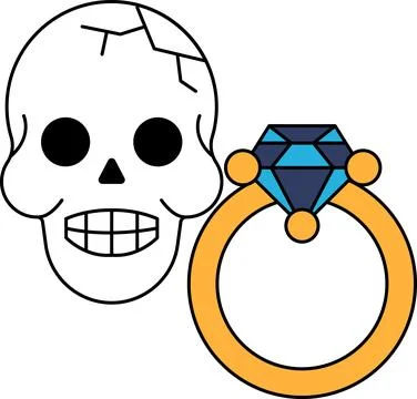 A skull and a diamond ring are drawn together Stock Illustration