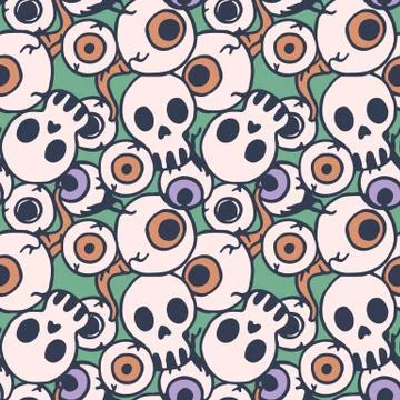 Skull and eyeballs seamless pattern Illustrazione stock