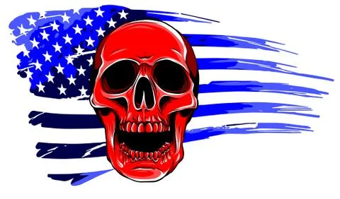Skull and flag usa. Vector illustration graphics 스톡 일러스트