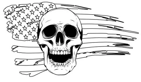 Skull and flag usa. Vector illustration graphics Stock Illustration