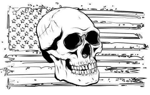 Skull and flag usa. Vector illustration graphics Stock Illustration