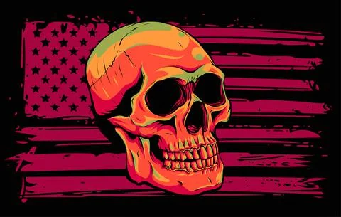 Skull and flag usa. Vector illustration design 스톡 일러스트