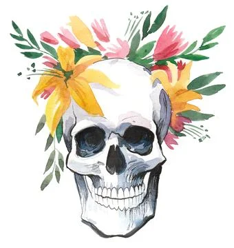 Skull and flowers Stock-Illustration
