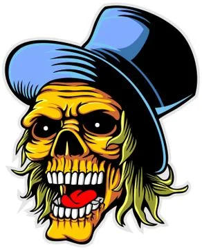 Skull and hat Stock Illustration