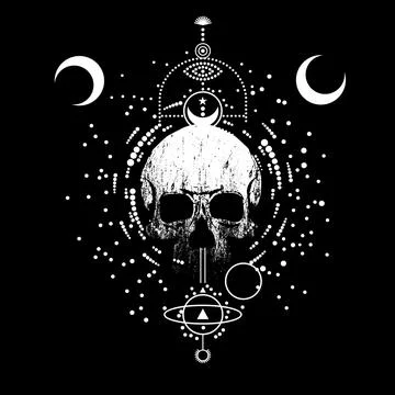 Skull and moon Stock Illustration
