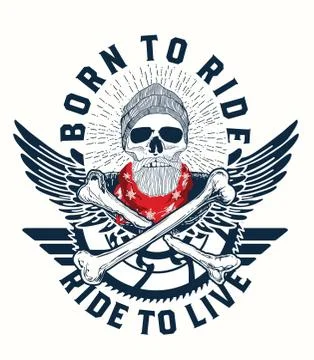 Skull and motorcyclist.vector design. Stock Illustration