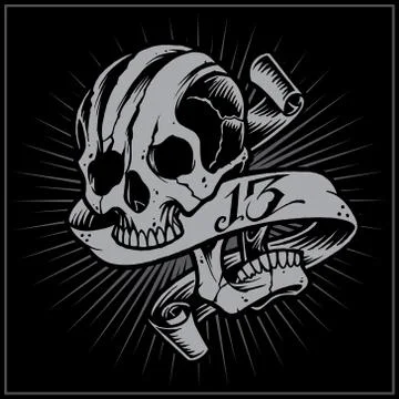 Skull and Ribbon Stock Illustration