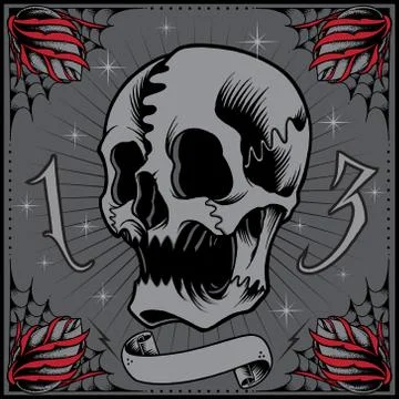 Skull and Roses Frame Stock-Illustration