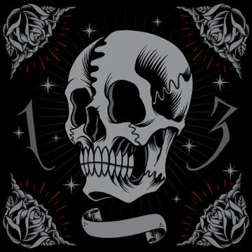 Skull and Roses Frame Stock-Illustration