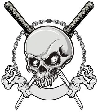 Skull and samurai Stock Illustration