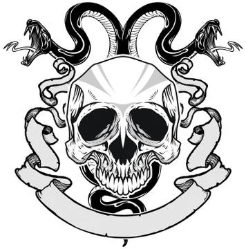 Skull and snake Stock Illustration