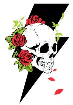 Skull and thunder Stock Illustration