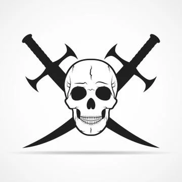 Skull and two swords. Vector illustration Stock Illustration
