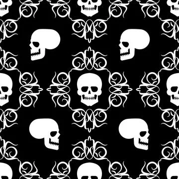 Skull and Victorian pattern. Skulls and royal Background Stock Illustration