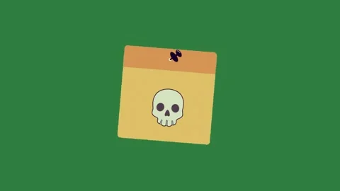 Skull and yellow card envelope sticker isolated on green screen background Stock Footage 336955046