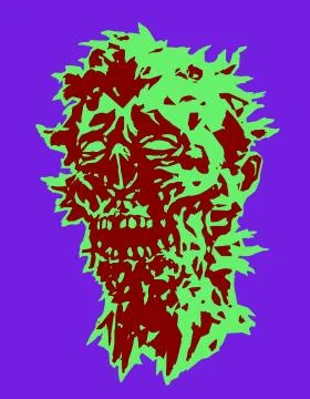 Skull of the angry monster. Vector illustration. Stock Illustration