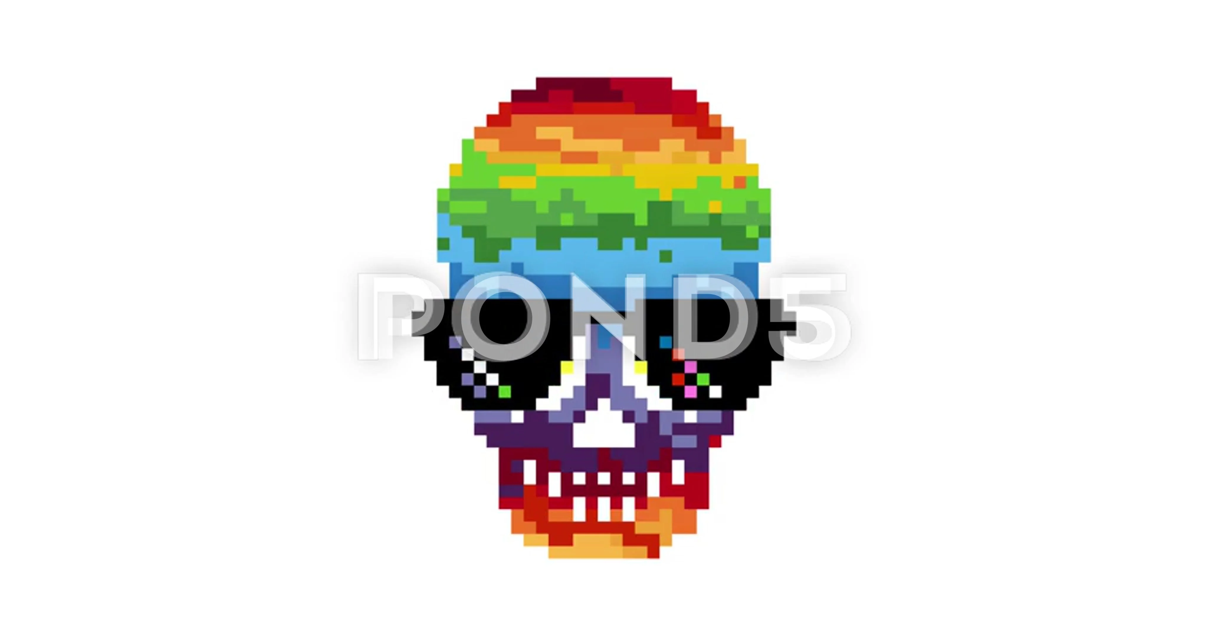 Skull animation with glasses. Pixel art ... | Stock Video | Pond5