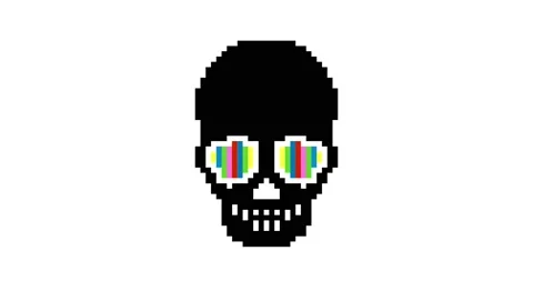 Skull animation. Pixel art 8 bit Loop Stock Footage 149573704