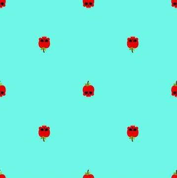 Skull apple pattern seamless. skeleton Deadly scary fruit background. vector  Illustrazione stock
