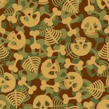 Skull army Pattern seamless. military skeleton Background. soldier texture Stock Illustration