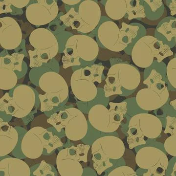 Skull army pattern seamless. skeleton head Military background. soldier and h Stock Illustration