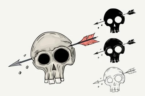 Skull with arrow in head Stock Illustration