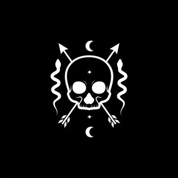 Skull arrows snake logo design Stock Illustration