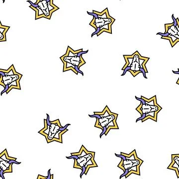 Skull astrological vector seamless pattern Stock Illustration