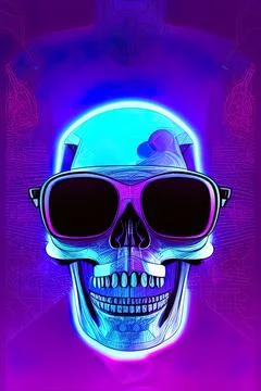 Skull avatar illustration in cyberpunk style Иллюстрация