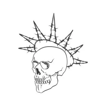 Skull with barbed wire vector illustration on white background Stock Illustration