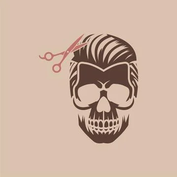 Skull Barber Icon Illustration for Creative Print Design Stock-Illustration