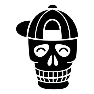 Skull baseball cap icon, simple style Illustrazione stock