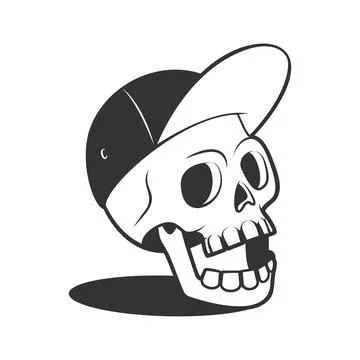 Skull in baseball cap Stock Illustration