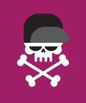 Skull in baseball cap isolated .Head of skeleton in hat Stock Illustration
