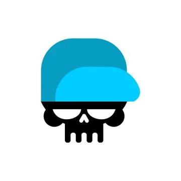 Skull in baseball cap isolated .Head of skeleton in hat Stock Illustration