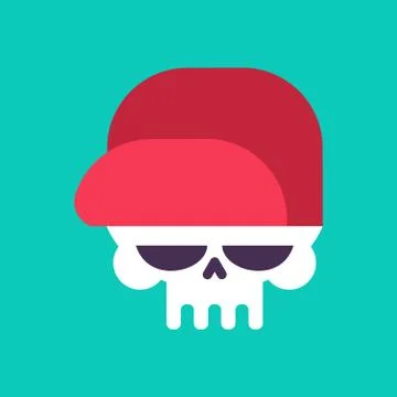 Skull in baseball cap isolated .Head of skeleton in hat Stock Illustration