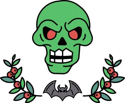 A skull with a bat on it Stock Illustration