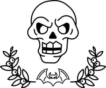 A skull with a bat on it Stock Illustration