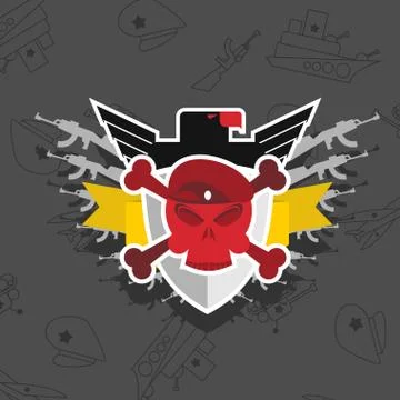 Skull in beret with the Eagle. war emblem. Stock Illustration