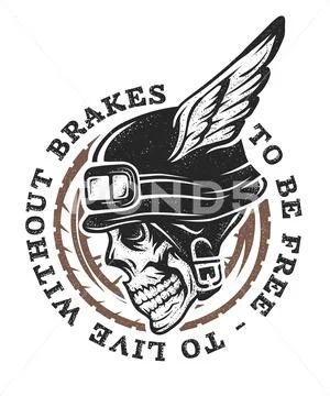 Skull biker helmet with wings. Stock Illustration