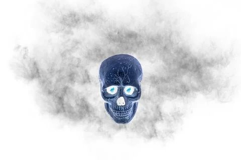 Skull with black smoke on white background, filter effect. イラスト素材