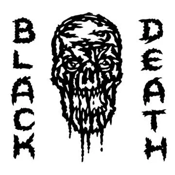 The skull is bleeding. Black death. Vector illustration. Stock Illustration
