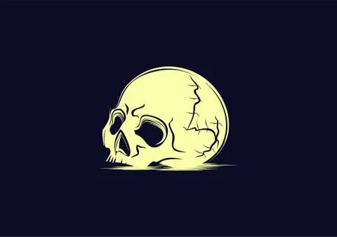 Skull on a blue navy background in vector illustration Stock Illustration