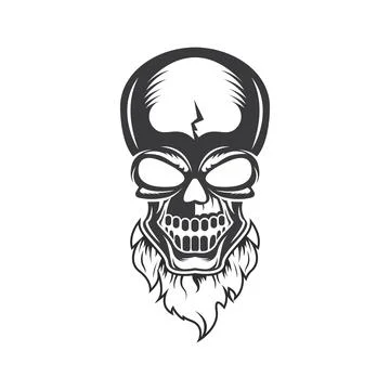 Skull bone bearded vector icon concept design illustration template Stock Illustration