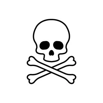 Skull with bone. Vector illustration on withe background. Stock Illustration