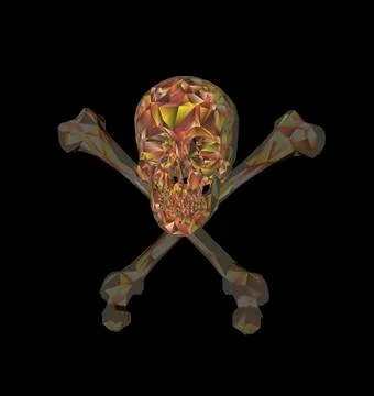 Skull with bones on a black background. Print, clothes Illustrazione stock