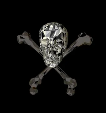Skull with bones on a black background. Print, clothes Stock Illustration