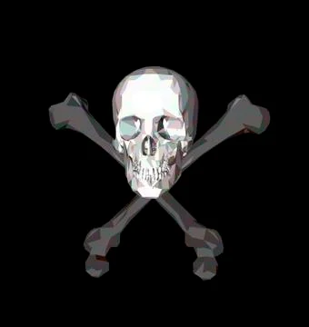 Skull with bones on a black background. Print, clothes Stock Illustration