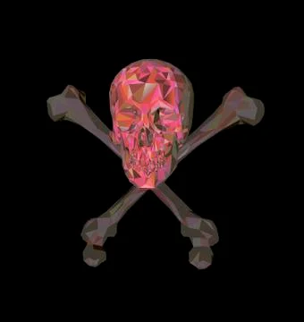Skull with bones on a black background. Print, clothes Stock Illustration