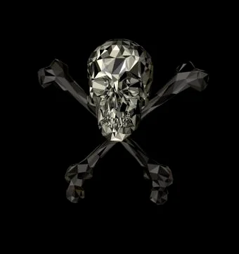 Skull with bones on a black background. Print, clothes Stock Illustration
